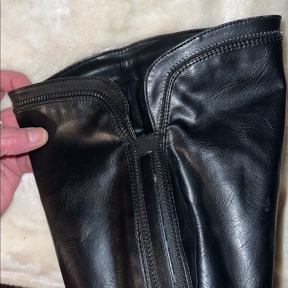 WHITE MOUNTAIN 👢 TALL OVER-THE-KNEE BLACK FAUX LEATHER VEGAN BOOTS Women 11 - Picture 10 of 15